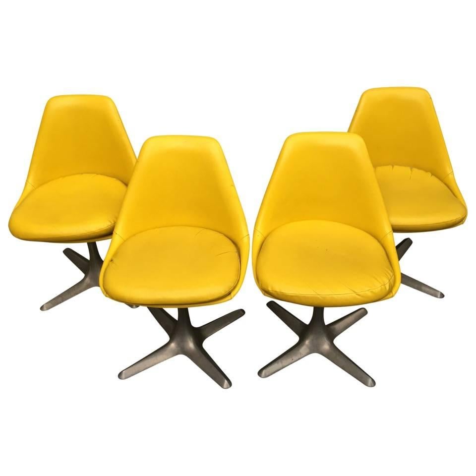 Four Maurice Burke for Arkana Yellow Dining Chairs at 1stDibs yellow chairs for sale, arkana chair