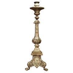 Antique Silvered Bronze Candlestick from France, Early 1800s