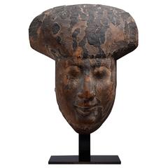 Ancient Egyptian Wooden Sarcophagus Face Mask, 200 BC 4