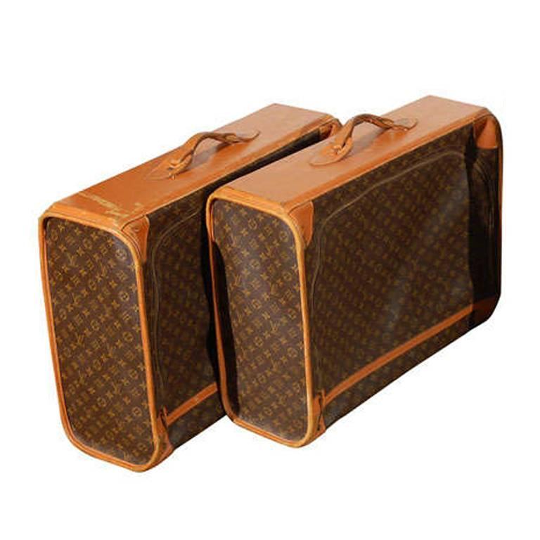 Vintage Louis Vuitton monogram leather suitcase / luggage at 1stdibs