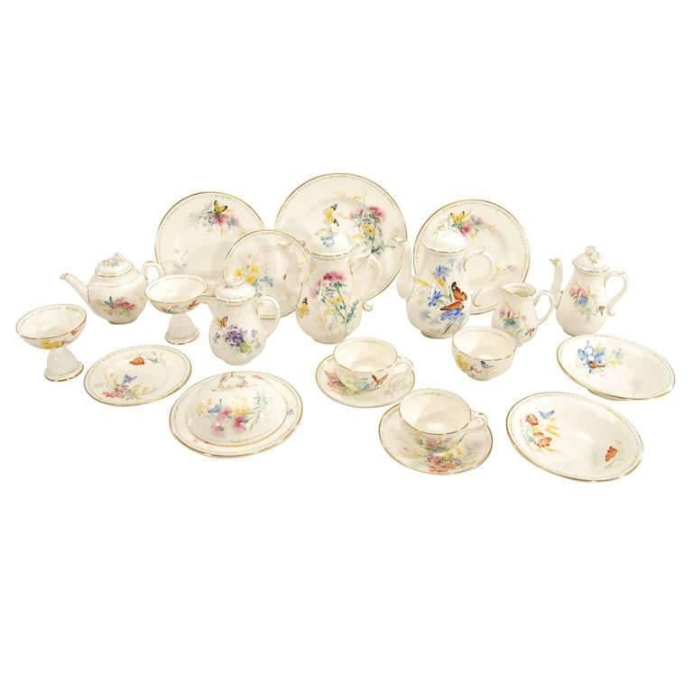Royal Worcester Multi-Color Hand-Painted Enamel Breakfast Service for Two For Sale
