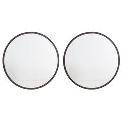 Pair of 20th Century Round Metal Frame Mirrors 6
