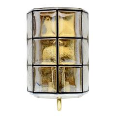 Iron and Bubble Glass Wall Lights Sconce by Glashütte Limburg circa 1960