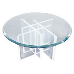 Lucite Base Glass Top Round Mid Century Modern Coffee Table 8