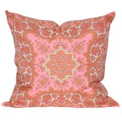 Large Vintage Liberty of London Pink Orange Silk Irish Linen Cushion Pillow 8