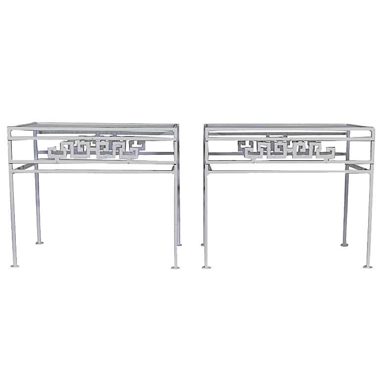 Salterini 1950s Pair of Side Tables in Classic Greek Key Design For Sale
