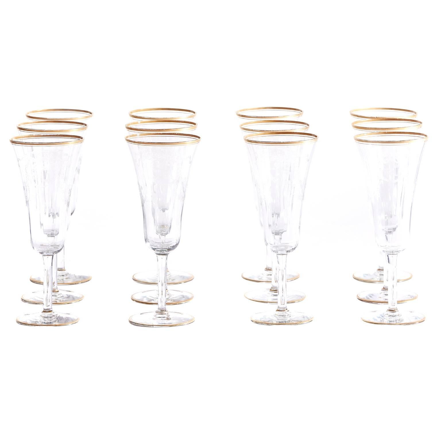 12  French Champagne Flutes