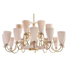 Paavo Tynell for Lightolier, Large and Rare 19 Light Brass Chandelier