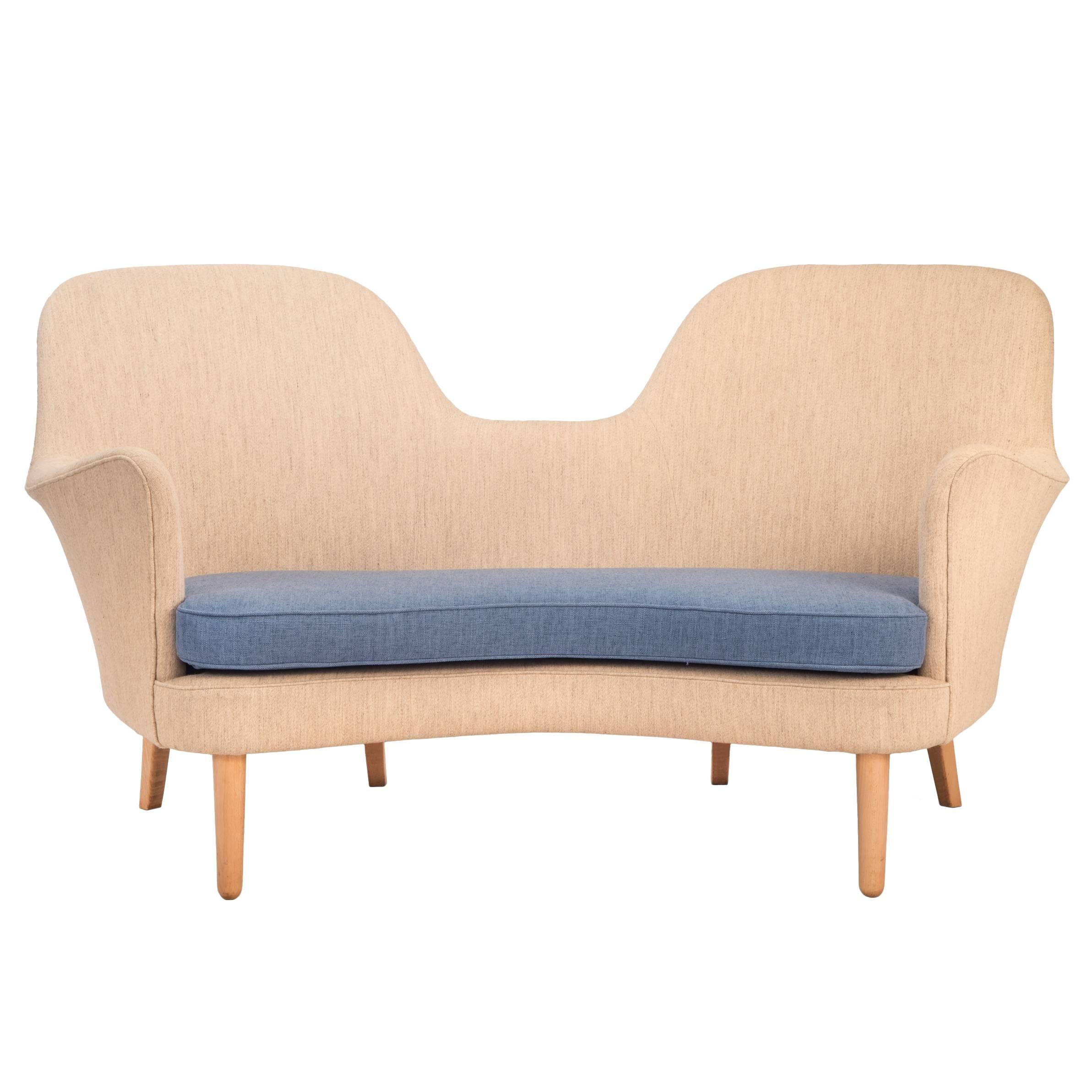 Curvaceous and Comfortable Danish Modern Two Person Sofa