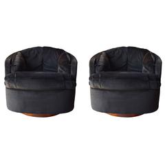 Milo Baughman Swivel Club Chairs 6