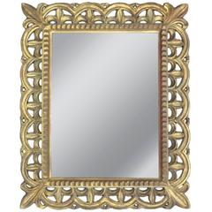 French Mid-Century Hand Carved Gilt Wood Rectangular Mirror, 1940