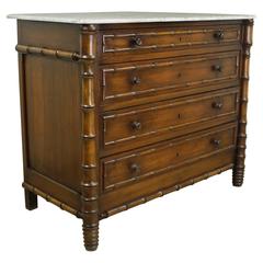 Marble-Top Faux Bamboo Chest of Drawers