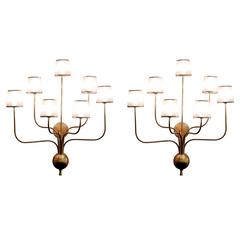 Pair of Large Brass Sconces in the Manner of Jean Royere 6