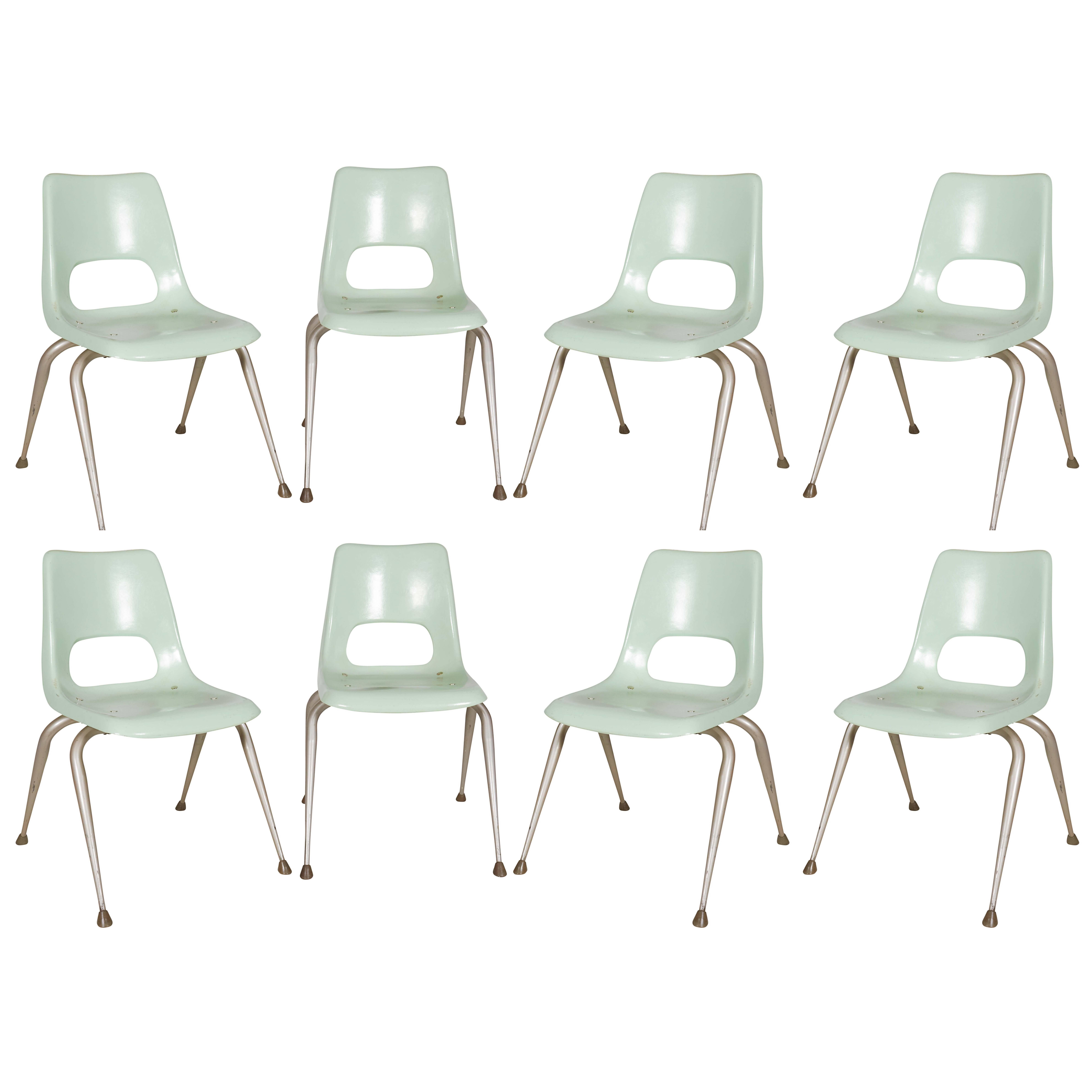 Set of Eight Brunswick Mint Fiberglass Chairs