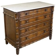 Marble-Top Faux Bamboo Chest of Drawers