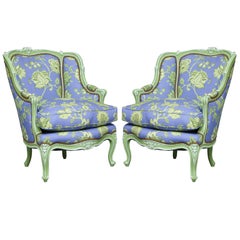Pair of Painted Louis XV Bergeres