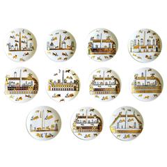 Vintage Piero Fornasetti Set of Nine Porcelain Plates, Anfiteatro, 1960s 2