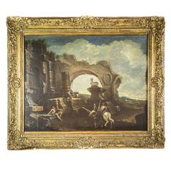 Large Italian Capriccio of Ruins, Early 18th Century Baroque Painting 6