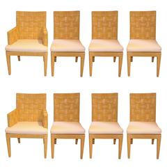 Set of Eight Donghia Woven Rattan Dining Chairs