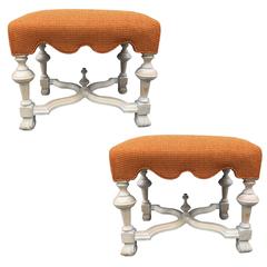 Pair of Hollywood Regency Cerused Benches 10
