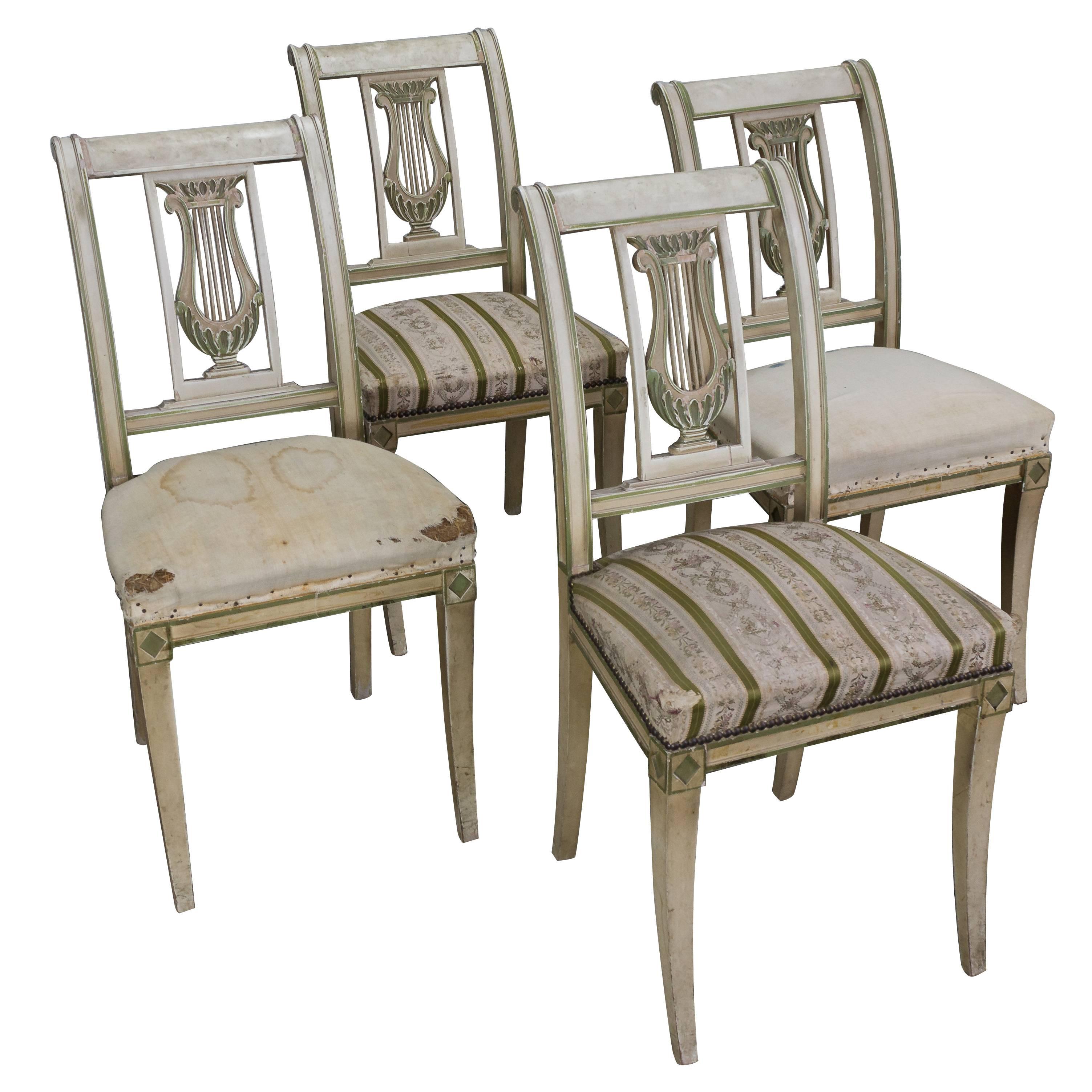 Set of Four French Dining Room Chairs For Sale