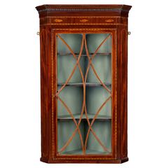 George III Mahogany and Inlaid Hanging Corner