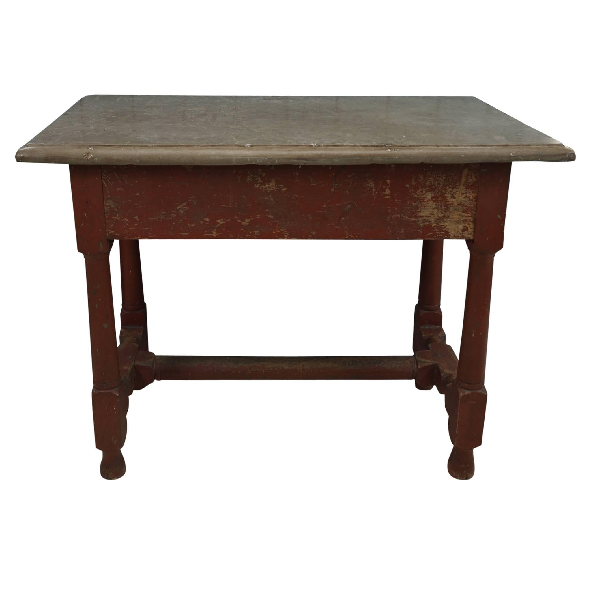 Swedish Baroque Öland Stone Top Table in Original Paint