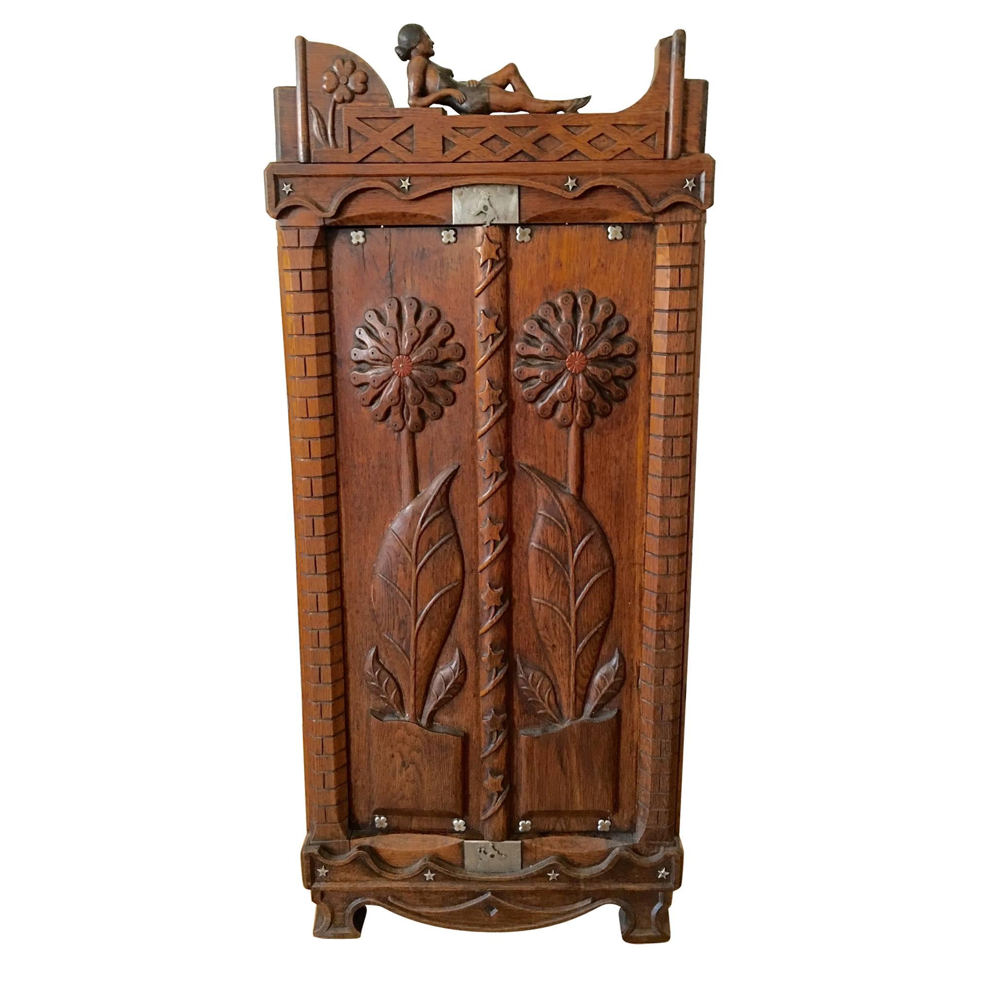 Brazilian Hand-Carved Two-Door Cabinet For Sale