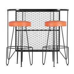 Frederick Weinberg, Restored Three-Piece Wrought Iron Bar and Stools, 1950s 10
