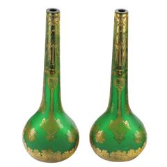 Pair of Rare Vases "Legras & Cie Verreries de St. Denis" Art Nouveau, Gilt