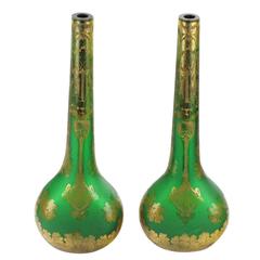 Pair of Rare Vases "Legras & Cie Verreries de St. Denis" Art Nouveau, Gilt 6