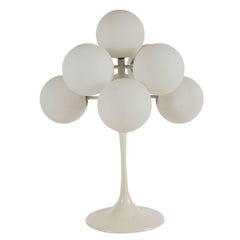 Mid-Century Modern White Tulip Table Ball Lamp by E.R. Nele For Temde 