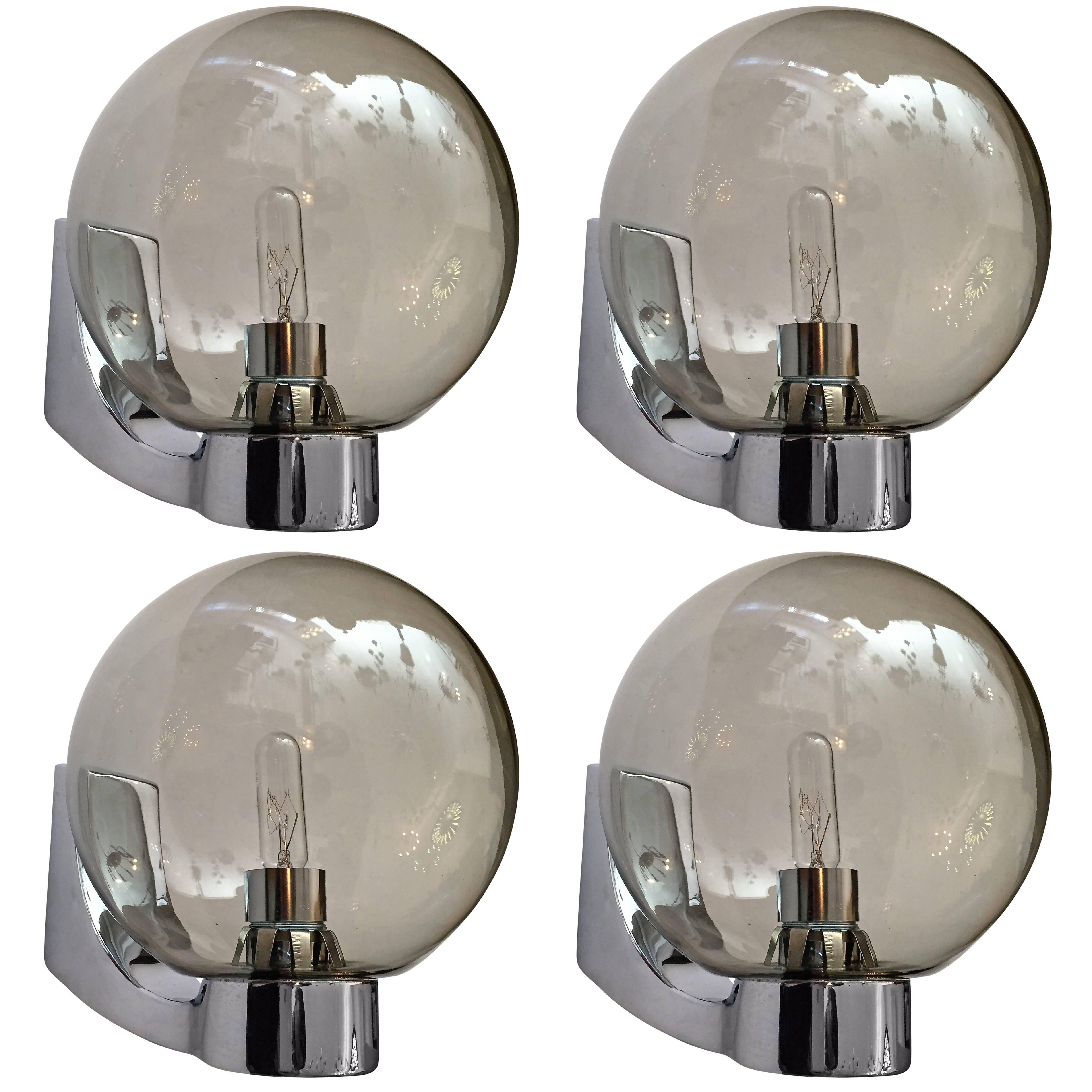 Set of Four Space Age German 1960s Wall Lights