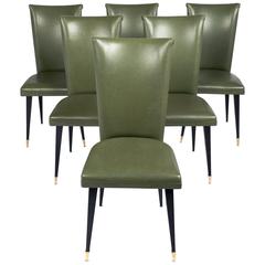 French Mid-Century Set of Six Dining Chairs
