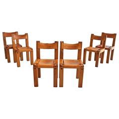 Set of Six Dining Chairs by Pierre Chapo