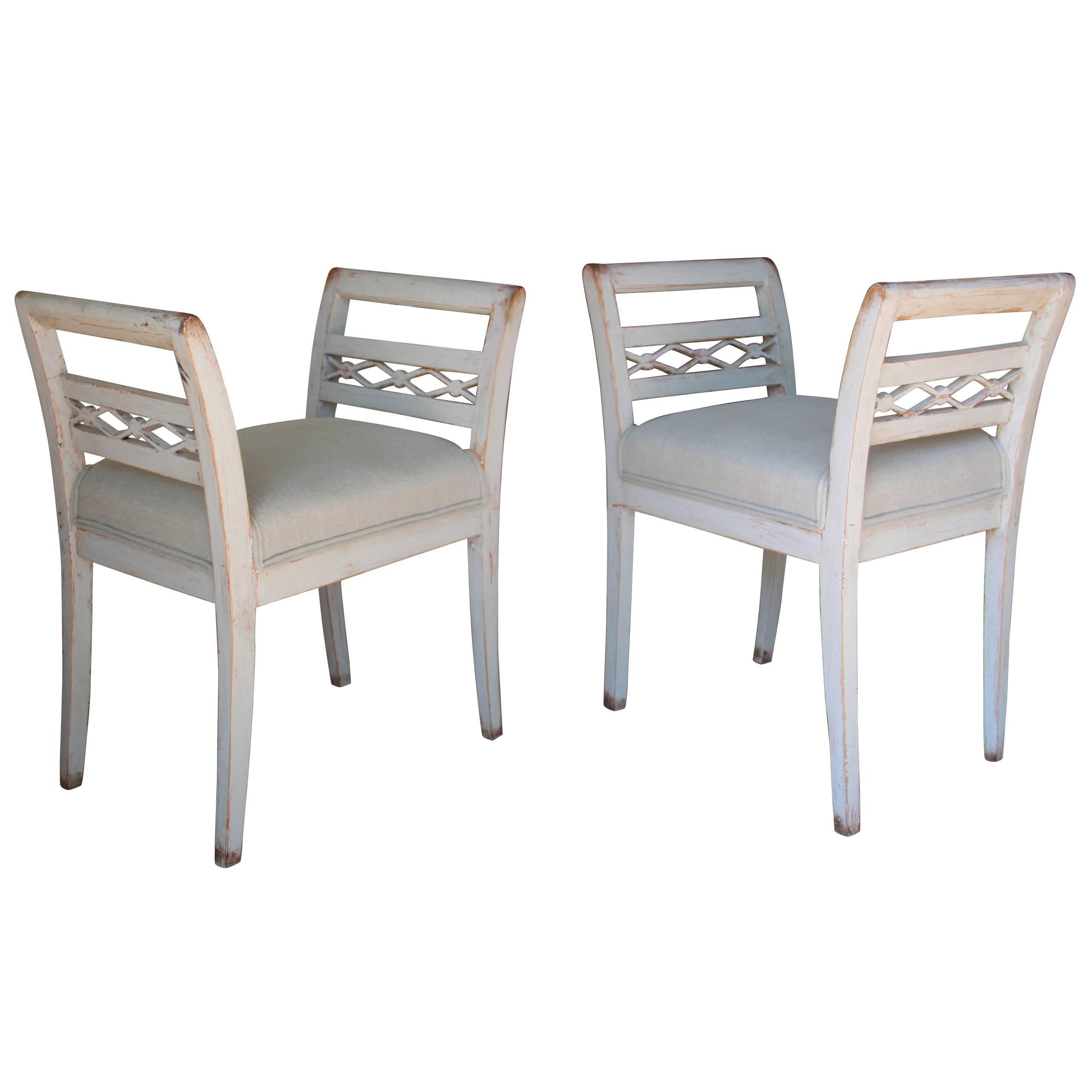 Swedish Pair of Stools in the Gustavian Style, 19th Century Antique