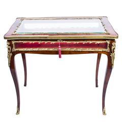 Antique French Kingwood and Ormolu Bijouterie Display Table
