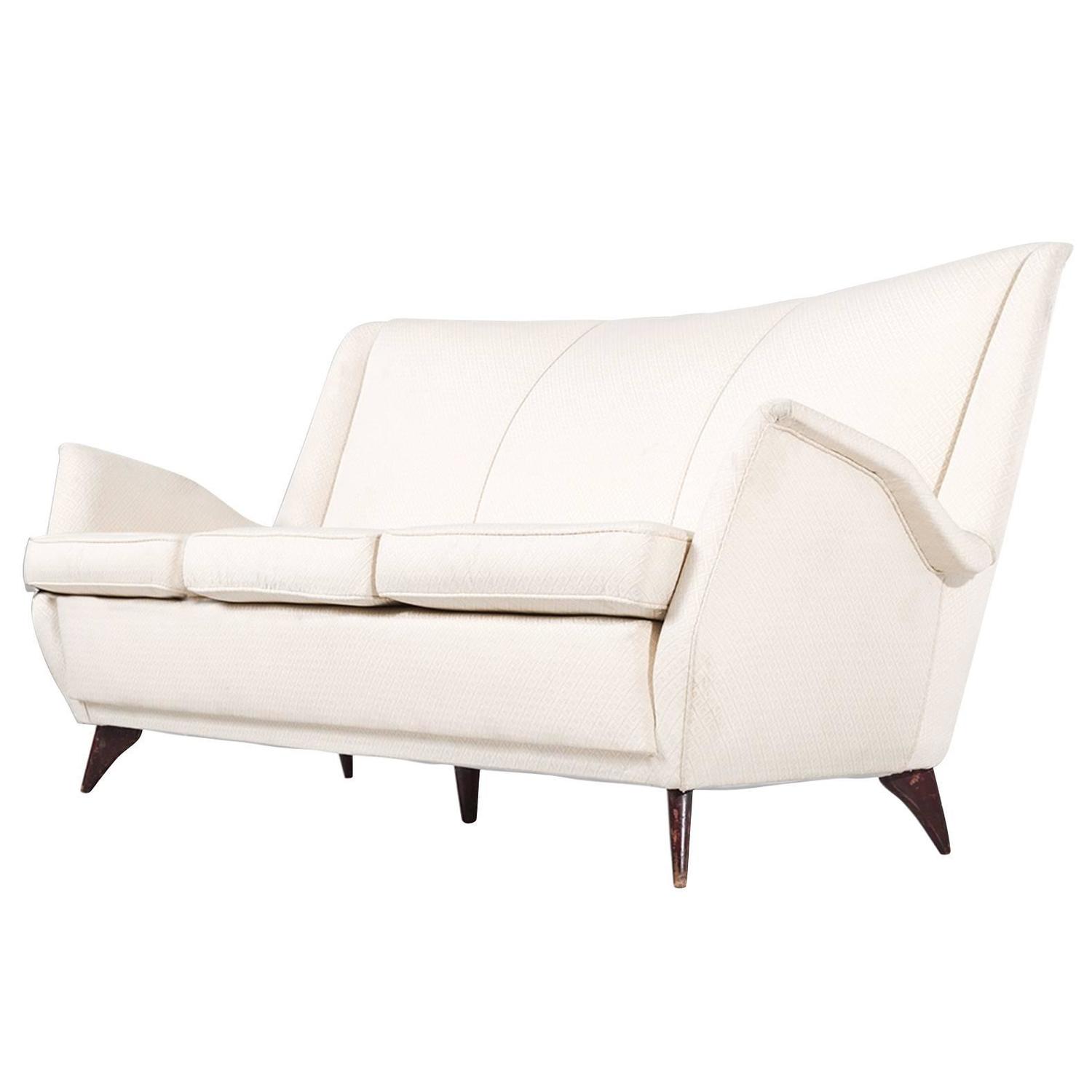 Italian ThreeSeat Sofa in OffWhite Fabric For Sale at 1stdibs