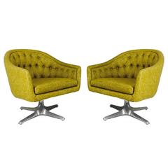 Pair of MCM Chromcraft Swivel Chairs with Propeller Pedestal Base