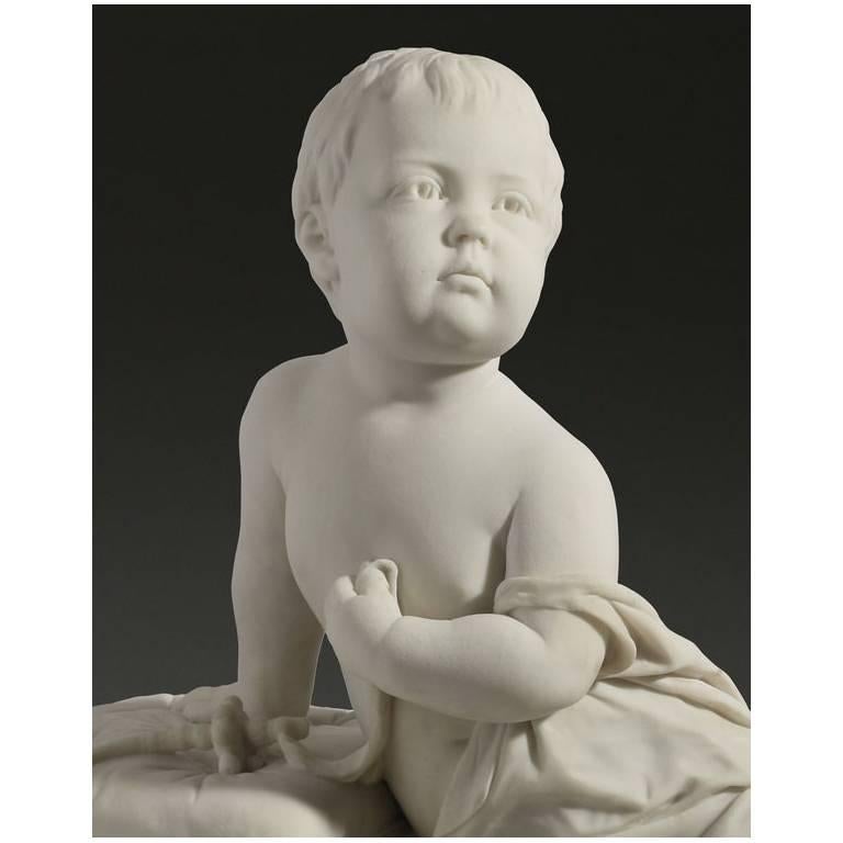 An English carved marble sculpture of a royal family baby depicting Princess Alice of Albany.

Signed and dated F.J WILLIAMSON, S.C / ESHER, 1884.

Francis John Williamson (17 July, 1833 - 12 March, 1920) was a British portrait sculptor, reputed