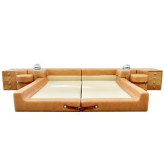 Rare Pace Leather King Bed by Guido Faleschini