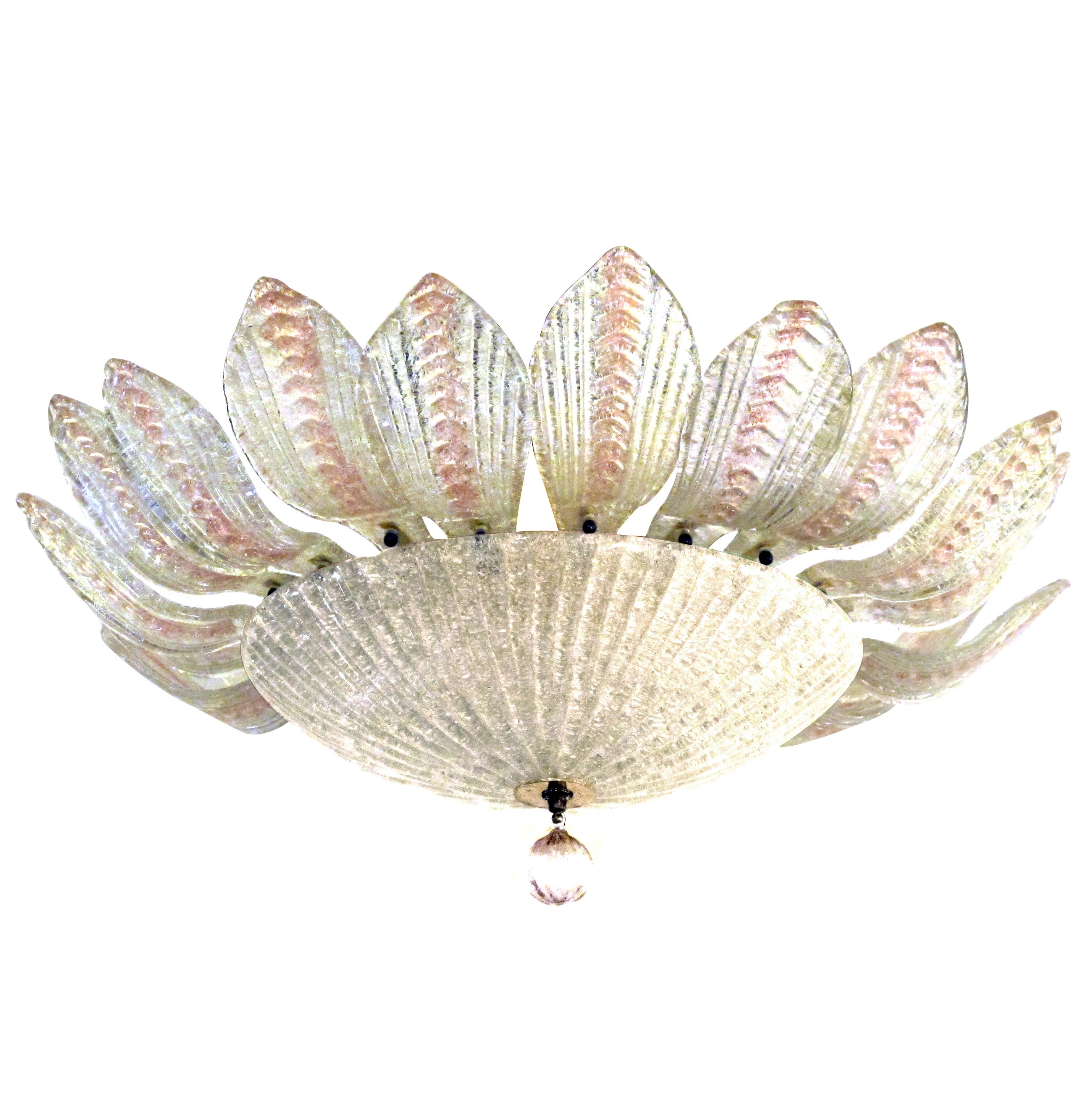 Glamorous And Large Murano Clear Blush Bullicante Art Glass Glamorous And Large Murano Clear Blush Bullicante Art Glass Pendant Light For At 1stdibs