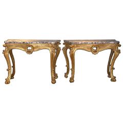 18th Century Italian Giltwood Pair of Console Tables 3