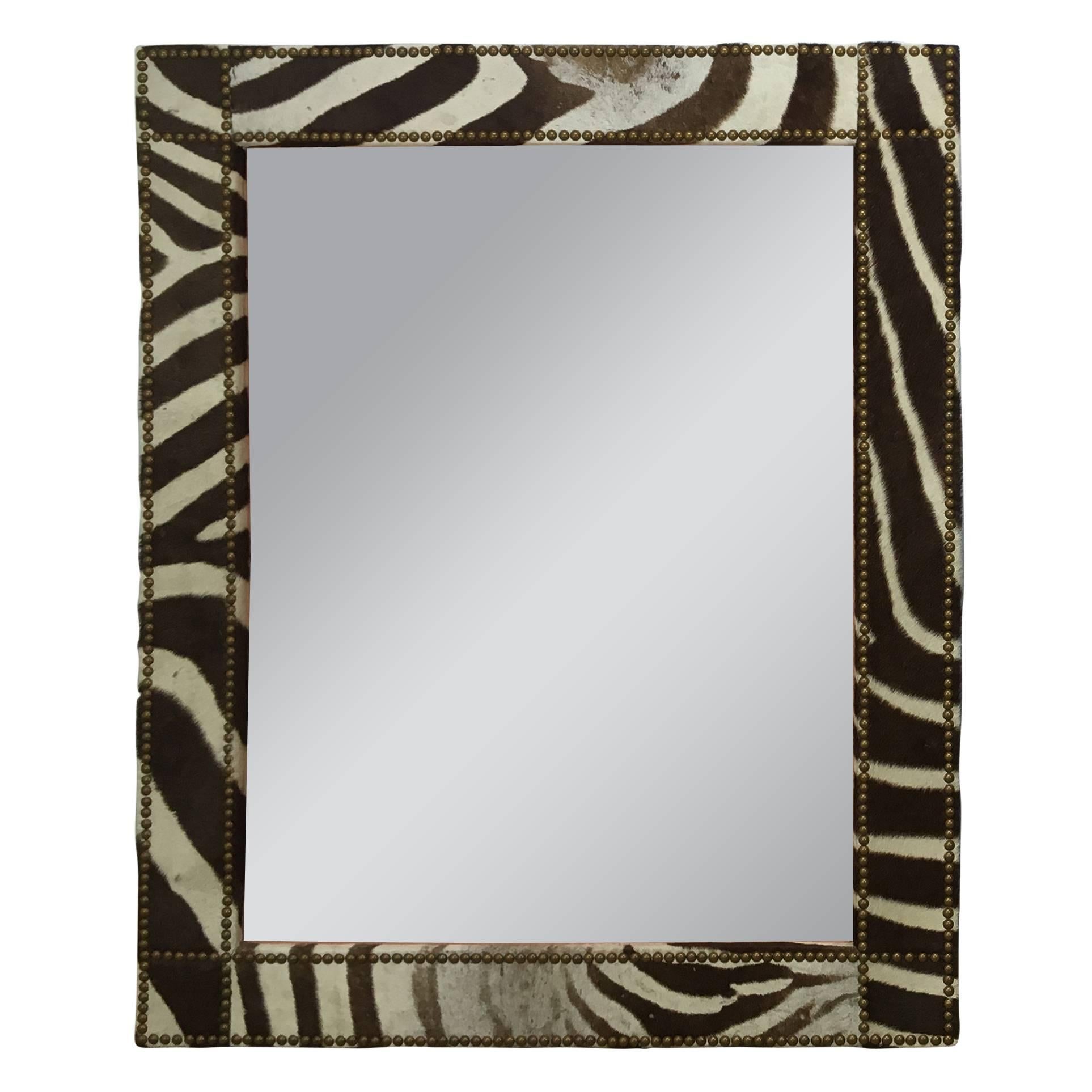 Large Zebra Hide Mirror at 1stDibs