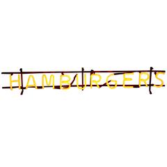 Neon Sign from Classic, 1940s Midwestern Diner Hamburgers