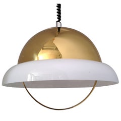 Reggiani Brass and Perspex Chandelier, Mid-Century 1960s, Italy