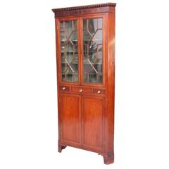 Antique Mahogany George III Double Corner Cabinet, circa 1800