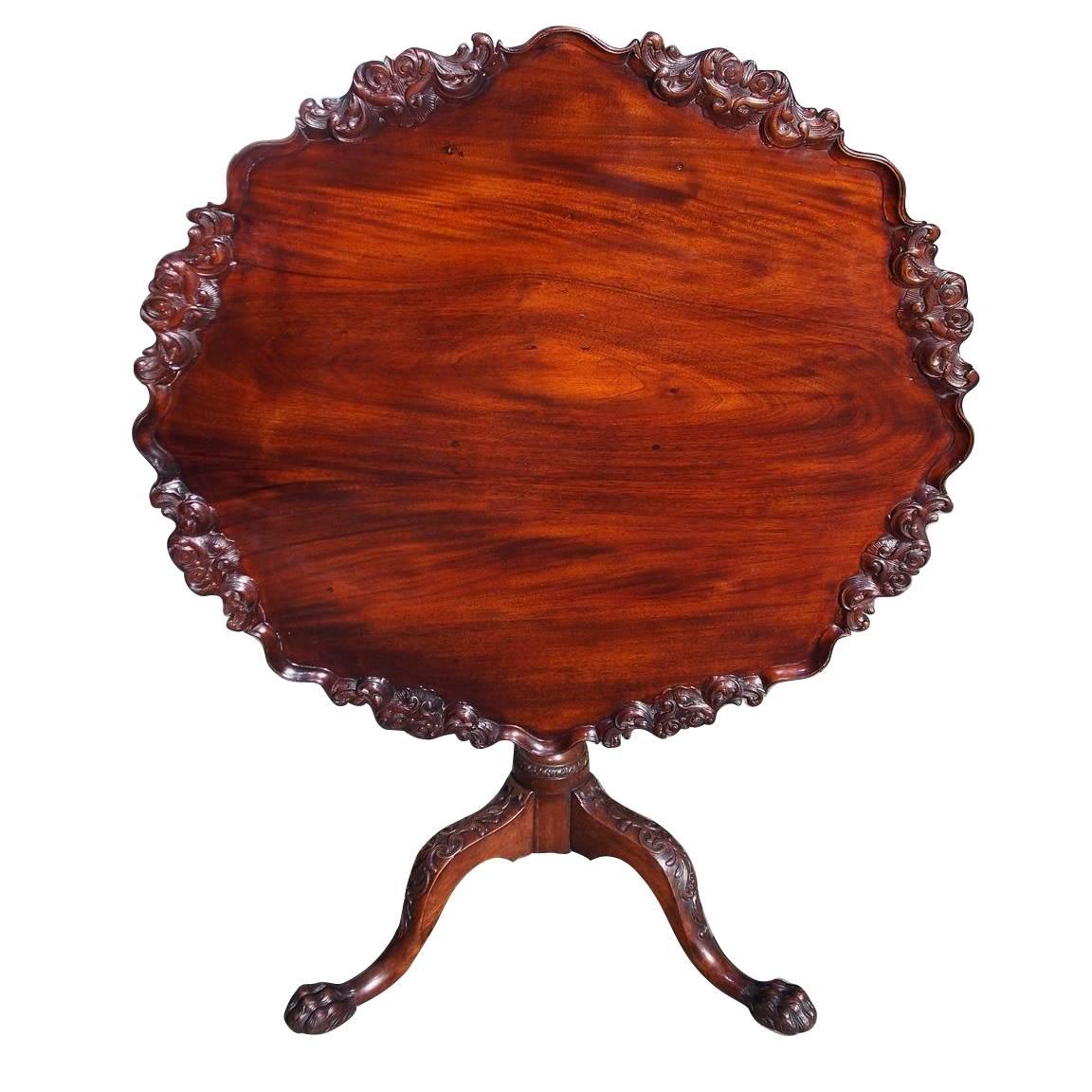 American Chippendale Mahogany Tilt-Top Hairy Paw Tea Table, R Walker VA C. 1750 
