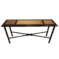 Ebonized Faux Bamboo And Gilt Gold Console Or Serving Table Manner of Jansen