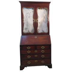 English George III Mirrored Mahogany Secretary Bookcase, circa 1770 8
